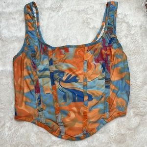 Colorful abstract corset crop top size small
